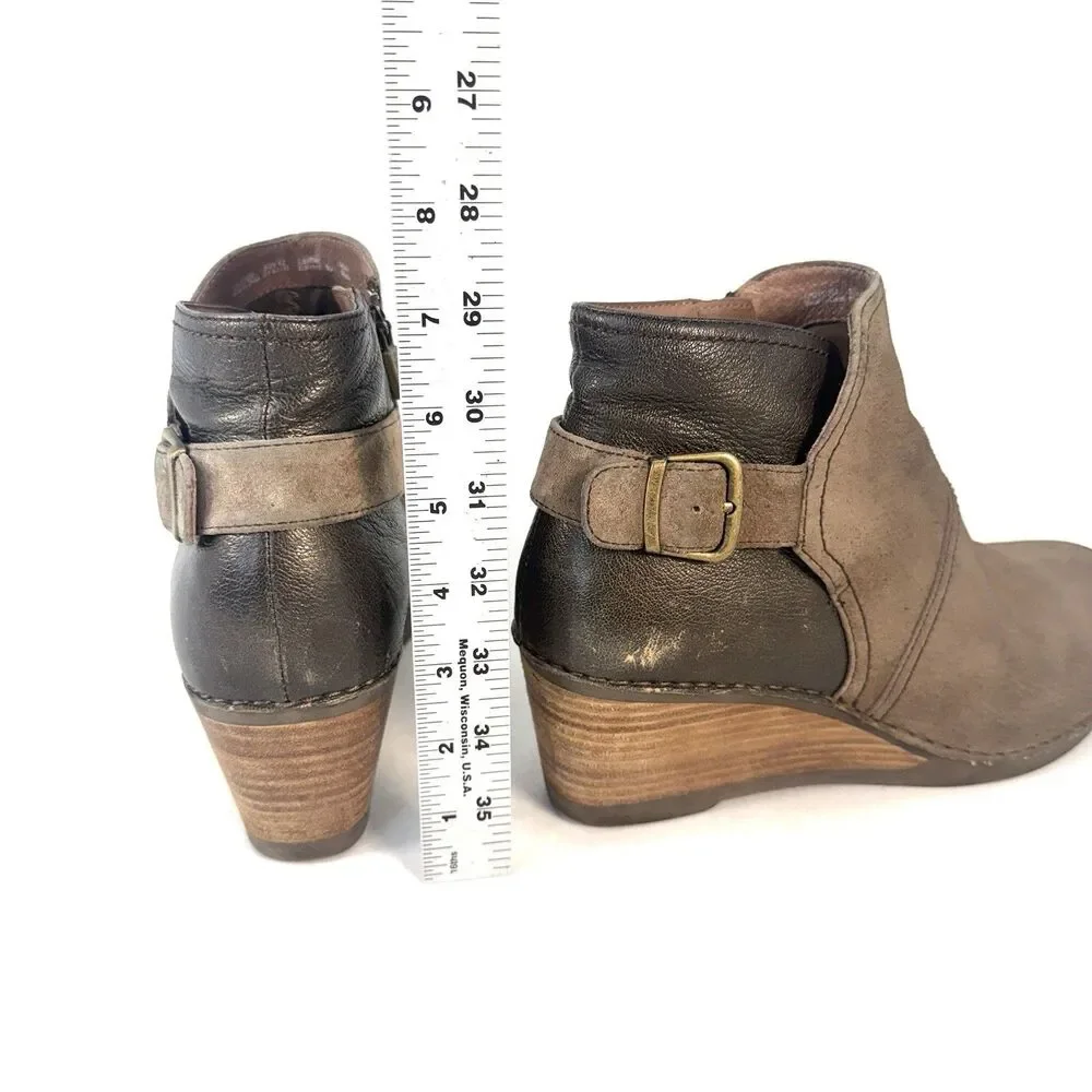 Dansko Shirley Womens 11.5-12 42 Taupe Suede Leather Wedge Ankle Boot 1252151200
